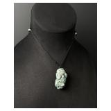 Chinese Carved Jade Jadeite Pixiu Necklace