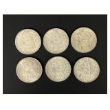 Group of 6 Morgan Silver Dollars