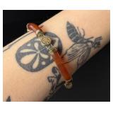 Chinese Sterling Silver Carnelian Link Bracelet