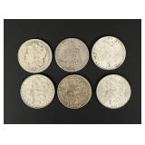 Group of 6 Morgan Silver Dollars