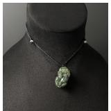 Chinese Carved Jade Jadeite Pixiu Necklace