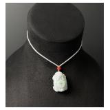 Chinese Carved Jade Jadeite Dragon Turtle Necklace