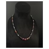 Sterling Silver and Venetian Trade Bead Necklace