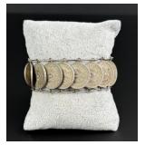 .900 Silver Centavos Mexican Coin Link Bracelet
