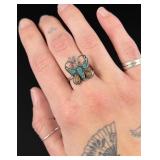 Navajo Sterling Silver Chip Inlay Butterfly Ring