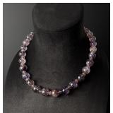 Carved Amethyst Rose Quartz Bead Necklace
