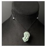 Chinese Carved Jade Jadeite Pixiu Necklace