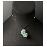 Chinese Carved Jade Jadeite Pixiu Necklace