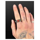 Sterling Silver Turquoise Gaspeite Coral Ring