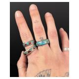 Group of Zuni Sterling Silver Turquoise Rings
