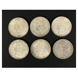 Group of 6 Morgan Silver Dollars