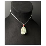 Chinese Carved Jade Jadeite Dragon Turtle Necklace