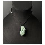 Chinese Carved Jade Jadeite Pixiu Necklace