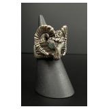 Sterling Silver Rams Head Motorcycle Biker Ring