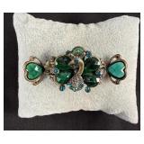 Art Deco Peacock Rhinestone Hair Clip