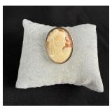 Victorian .835 Silver Shell Cameo Brooch