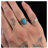 Old Pawn Navajo Sterling Silver Turquoise Ring