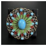 Victorian Cloisonne Enameled Belt Buckle