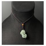Chinese Carved Jade Jadeite Pixiu Necklace