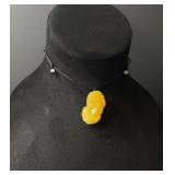 Chinese Carved Yellow Jade Jadeite Pixiu Necklace