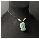 Chinese Carved Jade Jadeite Pixiu Necklace