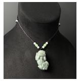 Chinese Carved Jade Jadeite Pixiu Necklace