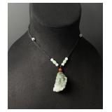 Chinese Carved Jade Jadeite Pixiu Necklace
