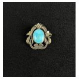 Sterling Silver Turquoise Dolphin Brooch