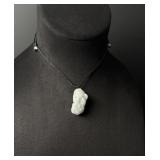 Chinese Carved White Jade Jadeite Pixiu Necklace