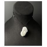 Chinese Carved White Jade Jadeite Pixiu Necklace