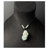 Chinese Carved Jade Jadeite Pixiu Necklace