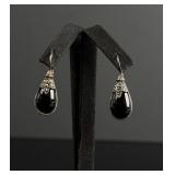 Sterling Silver Onyx Tear Drop Earrings