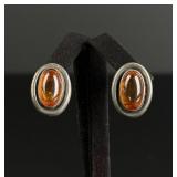 Sterling Silver Amber Stud Earrings