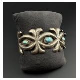 Navajo Sterling Turquoise Tufa Cast Bracelet