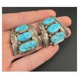 Navajo Sterling Silver Turquoise Watch Band Tips