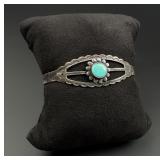 Old Pawn Navajo Sterling Turquoise Bracelet