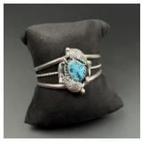 Leland Yazzie Navajo Sterlint Turquoise Bracelet