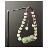 Chinese Carved Jade Jadeite Pixiu Beaded Bracelet