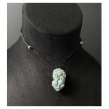 Chinese Carved Jade Jadeite Pixiu Necklace