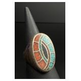 Navajo Sterling Silver Chip Inlay Ring