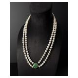 Chinese Freshwater Pearl and Jadeite Necklace