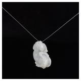 Chinese Carved White Jade Jadeite Pixiu Pendant