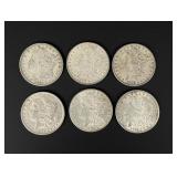 Group of 6 Morgan Silver Dollars