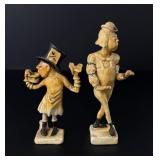 Mad Hatter Tweedle Dee Chalkware Figurines