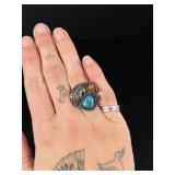 Navajo Sterling Silver Turquoise Coral Ring