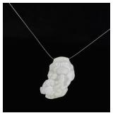 Chinese Carved White Jade Jadeite Pixiu Pendant