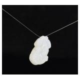 Chinese Carved White Jade Jadeite Pixiu Pendant