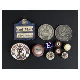 Group of Railroad Labor Union Tokens and Pins