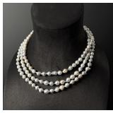 Triple Strand Baroque Pearl Necklace