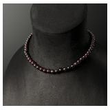 Carved Garnet Bead Necklace
